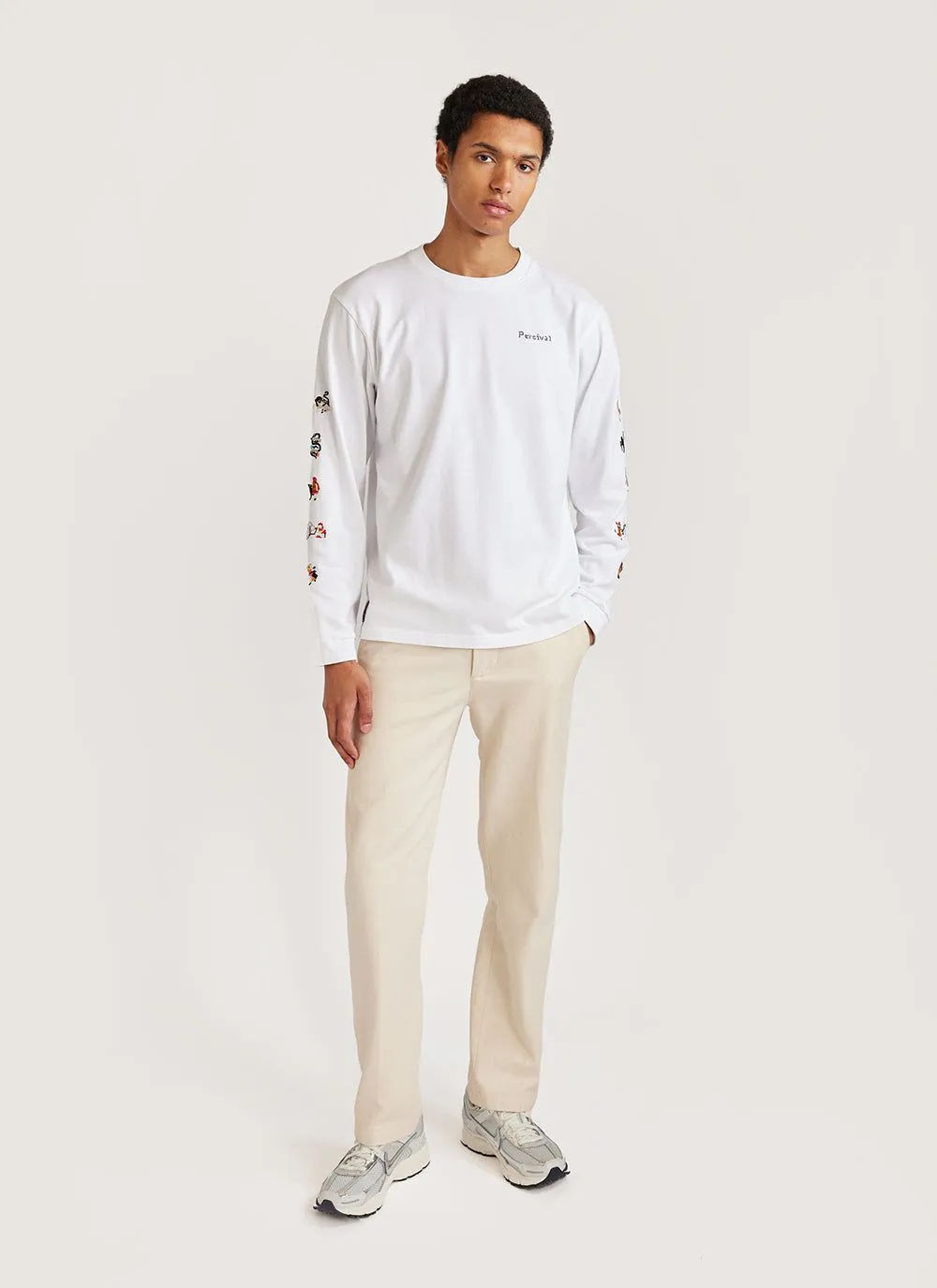 Nightmare Long Sleeve T Shirt | Embroidered Organic Cotton | White