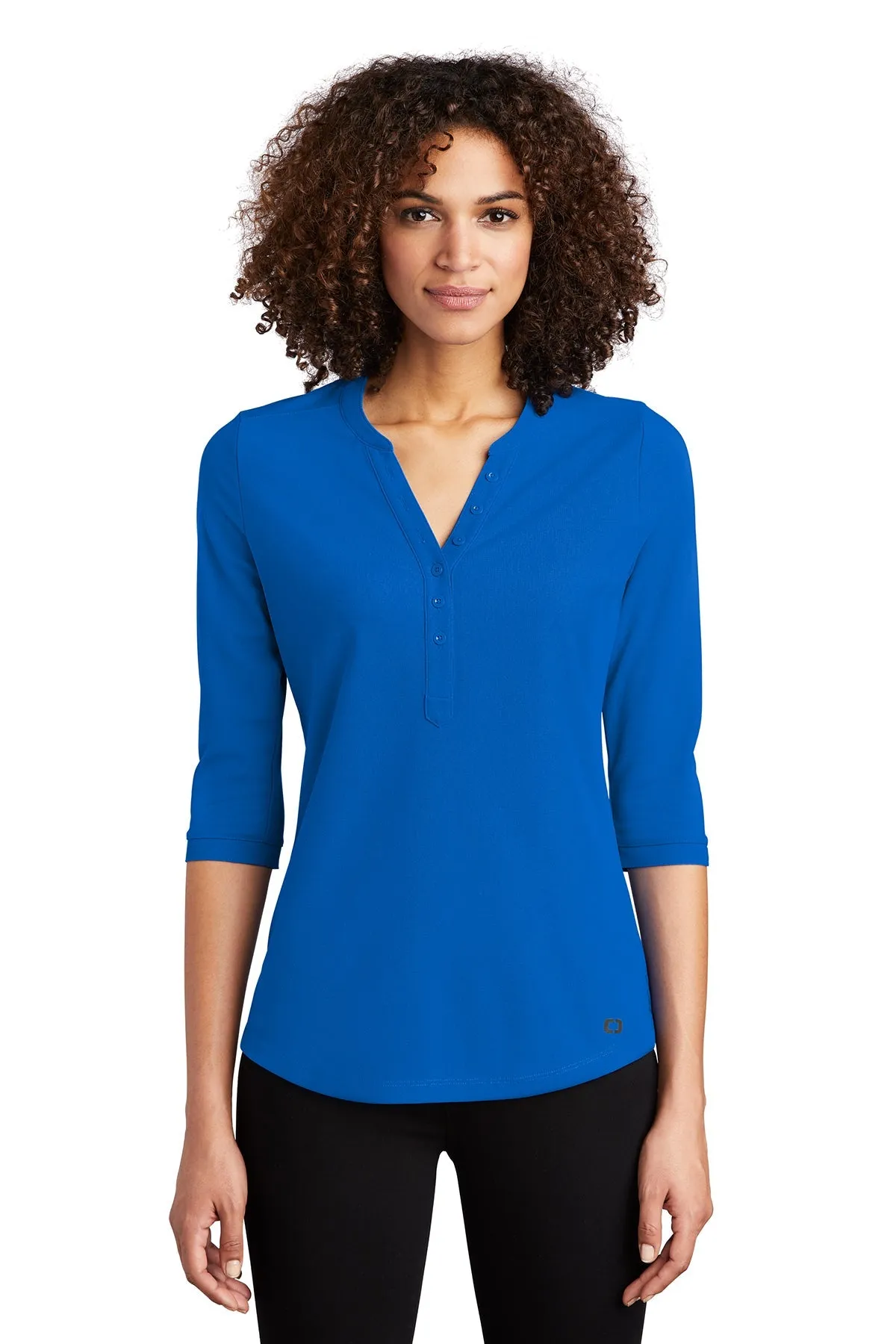 OGIO Ladies Jewel Branded Henleys, Electric Blue