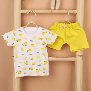 Organic Cotton Co-Ord Set For Kids | T-Shirt & Shorts | Yellow