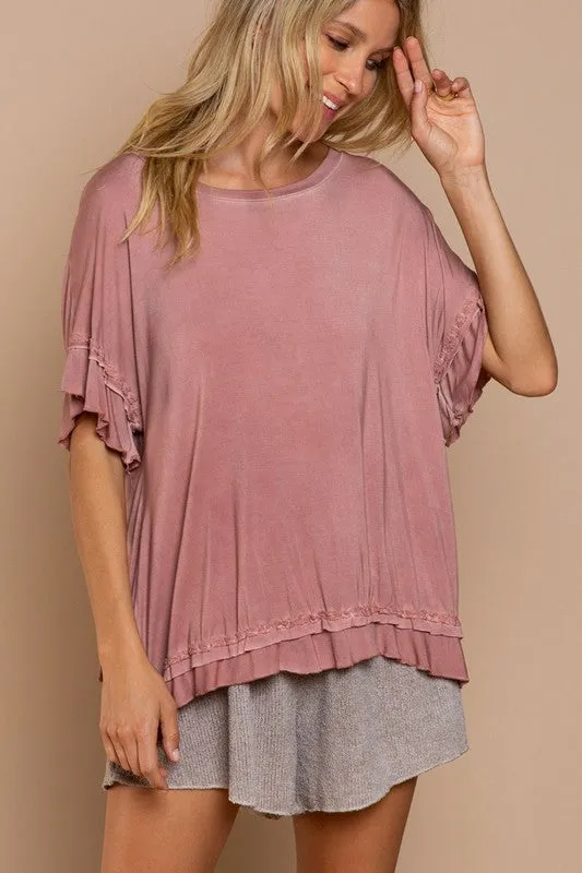 Peek-a-boo Ruffle Overlay Knit Top