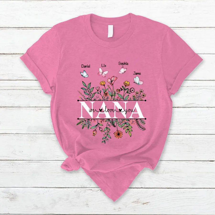 Personalized Grandma Flower We Love You T Shirt