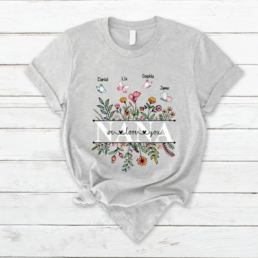 Personalized Grandma Flower We Love You T Shirt