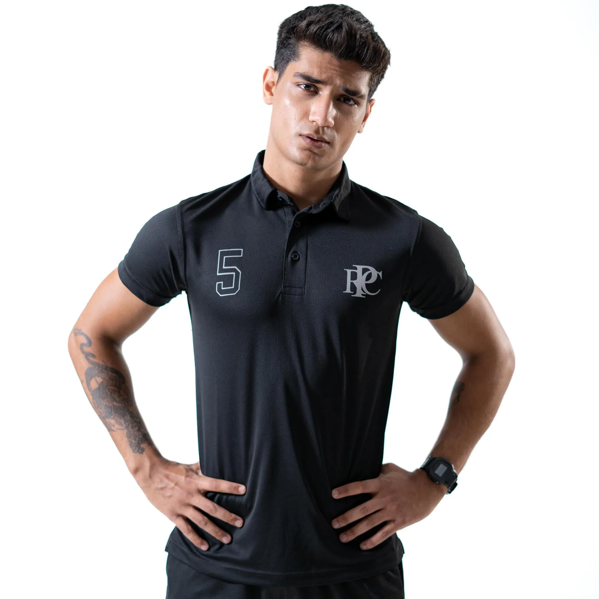 Polo Republica Men's PRC & 5 Printed Activewear Polo Shirt