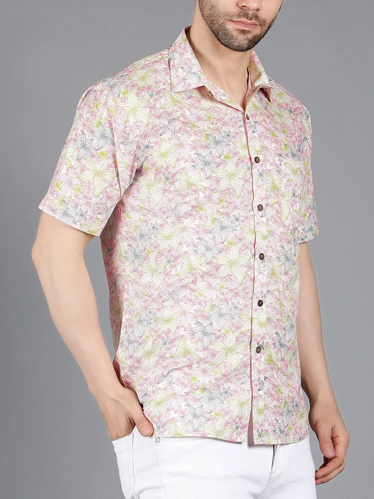 Procyon Printed Half Sleeve Shirt White