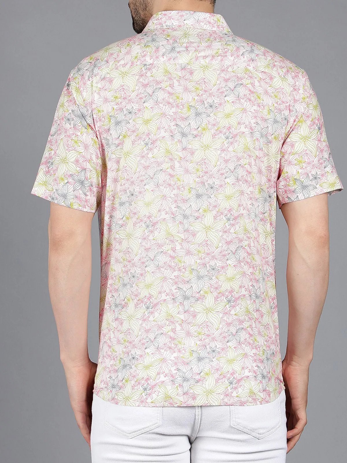 Procyon Printed Half Sleeve Shirt White