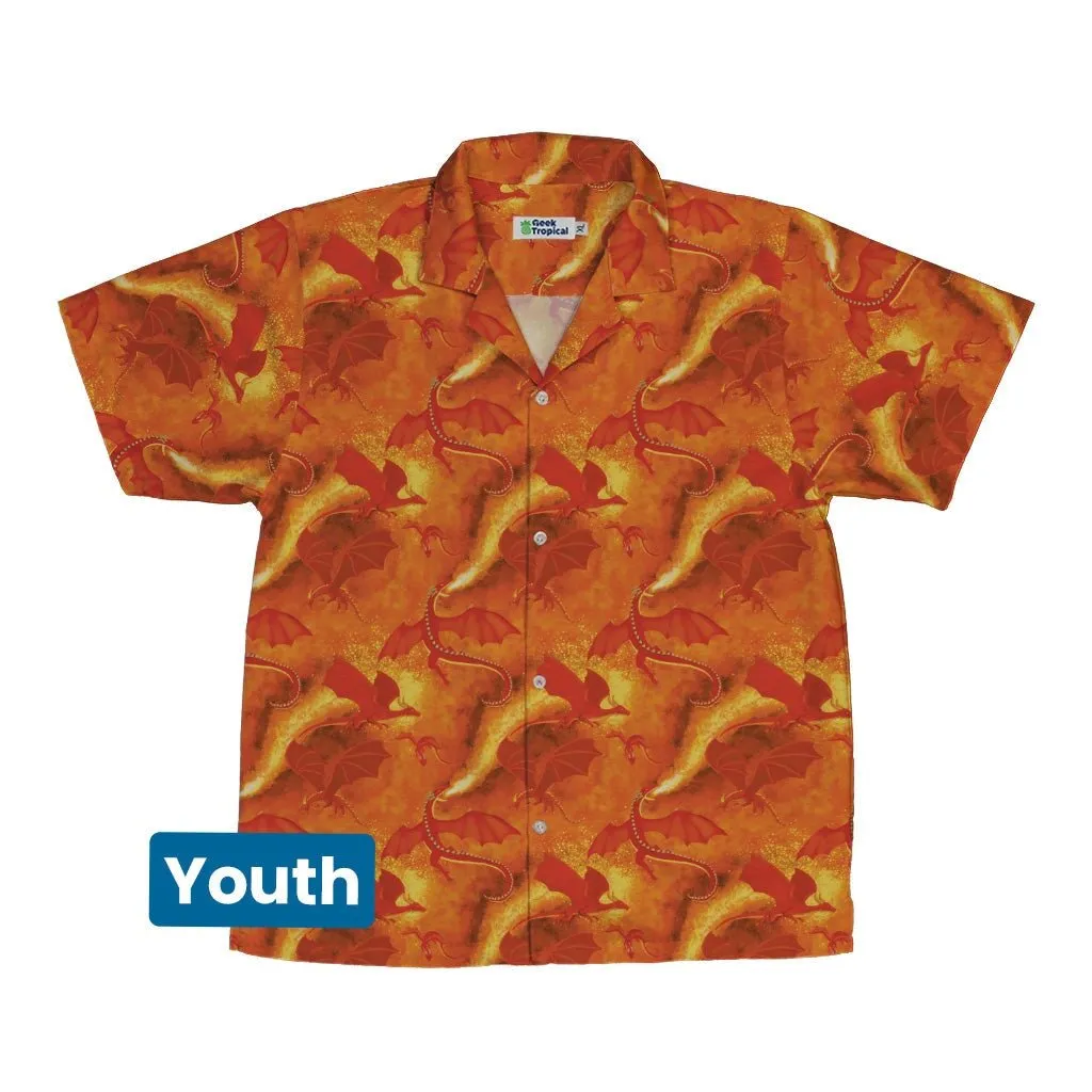 Red Dragon Fire Dnd Youth Hawaiian Shirt