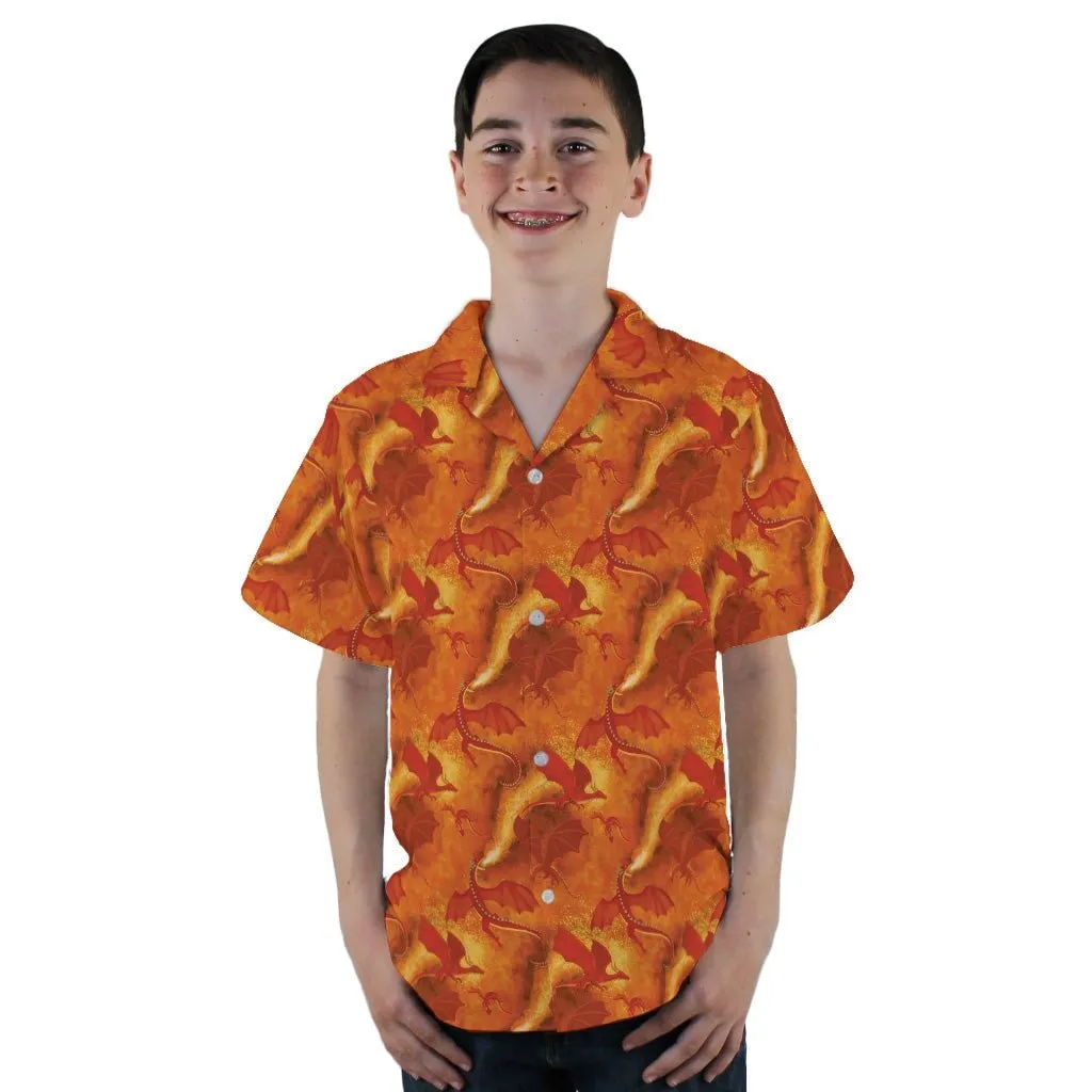 Red Dragon Fire Dnd Youth Hawaiian Shirt