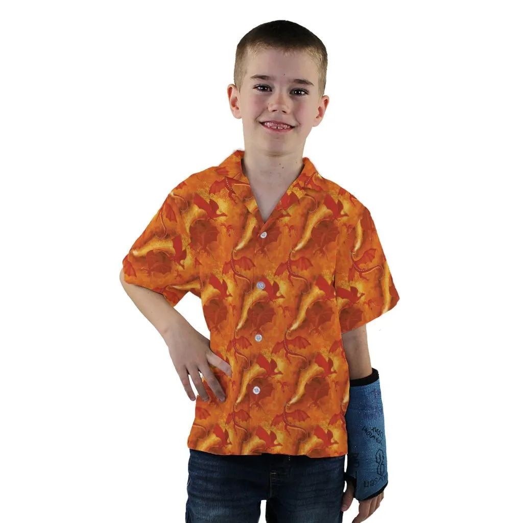 Red Dragon Fire Dnd Youth Hawaiian Shirt