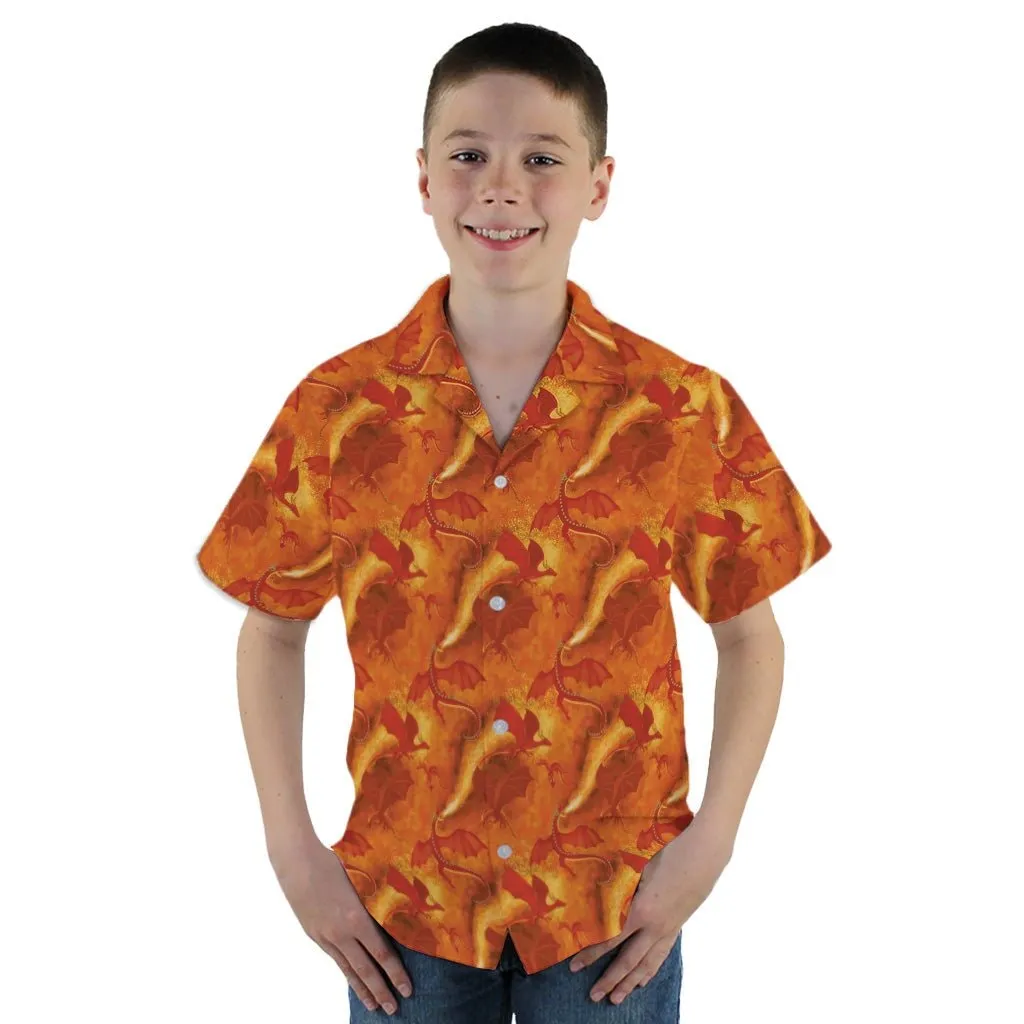 Red Dragon Fire Dnd Youth Hawaiian Shirt