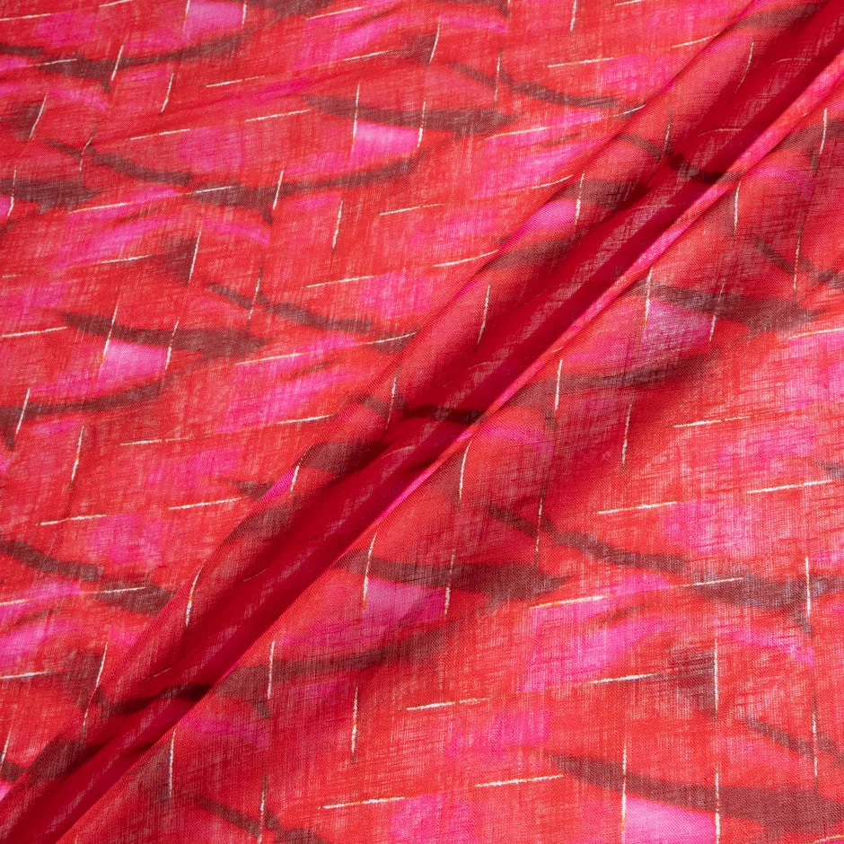 Red Printed Lightweight Pure Linen