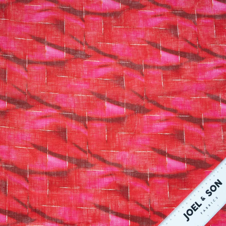 Red Printed Lightweight Pure Linen