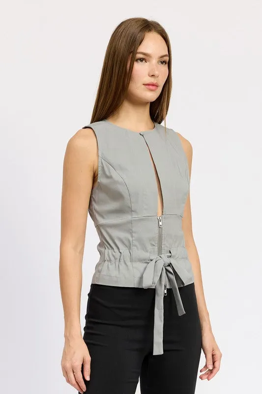 Sleeveless Top with Front Cutout