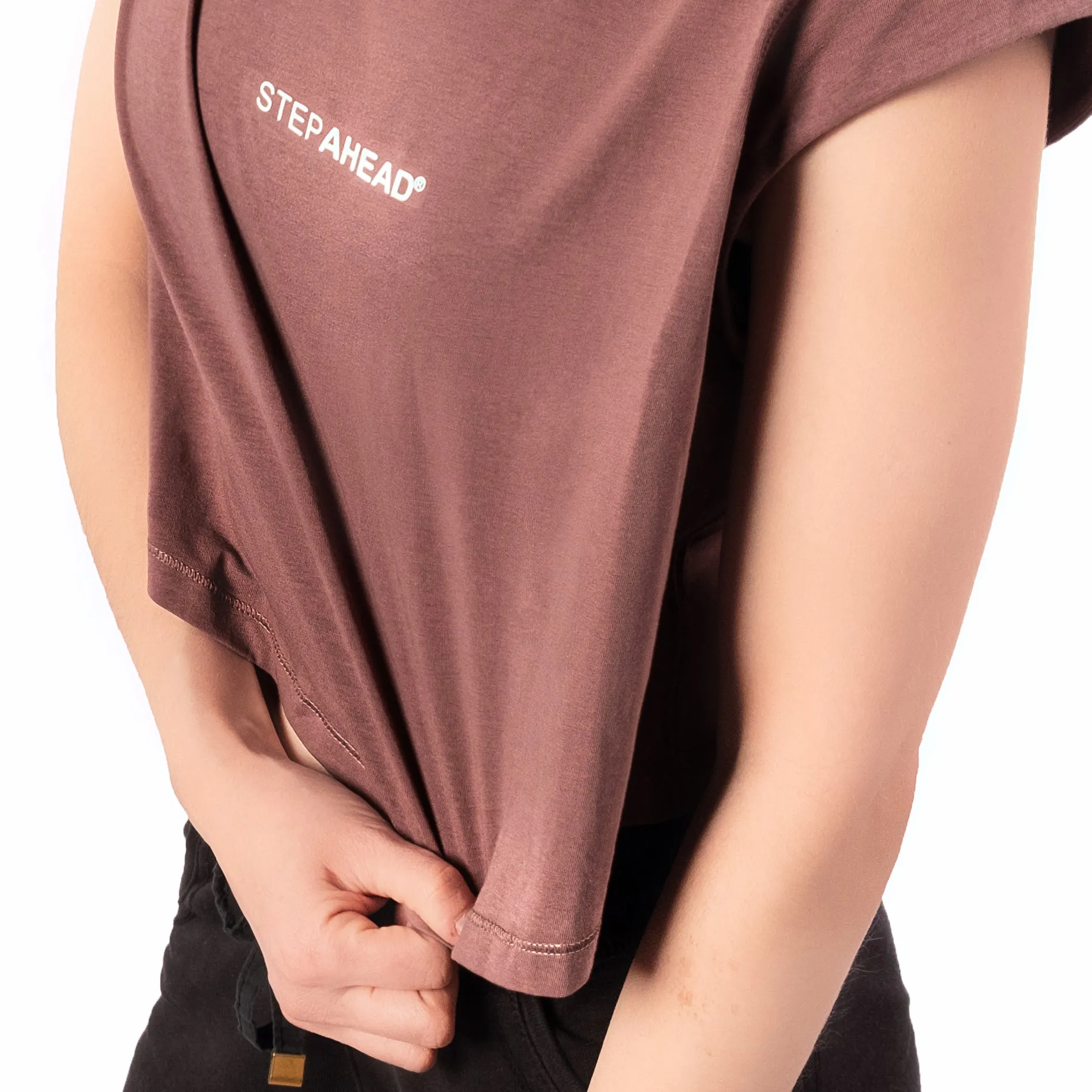 Step Ahead Maroon Crop T-shirt