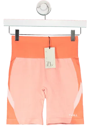 Twill Orange Recycled Color Block Body Fit Cycling Short UK S