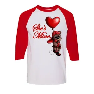 Valentine Collection White And Red Baseball T's (SHES MINE)