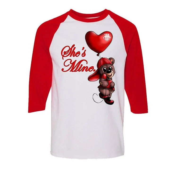 Valentine Collection White And Red Baseball T's (SHES MINE)