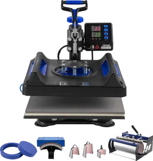 Vevor Heat Press 8-in-1 Machine 15" x 15" with 30oz Tumbler Press Black/Blue New