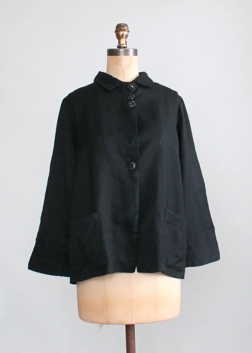 Vintage 1930s Black Wool Workwear Chore Jacket