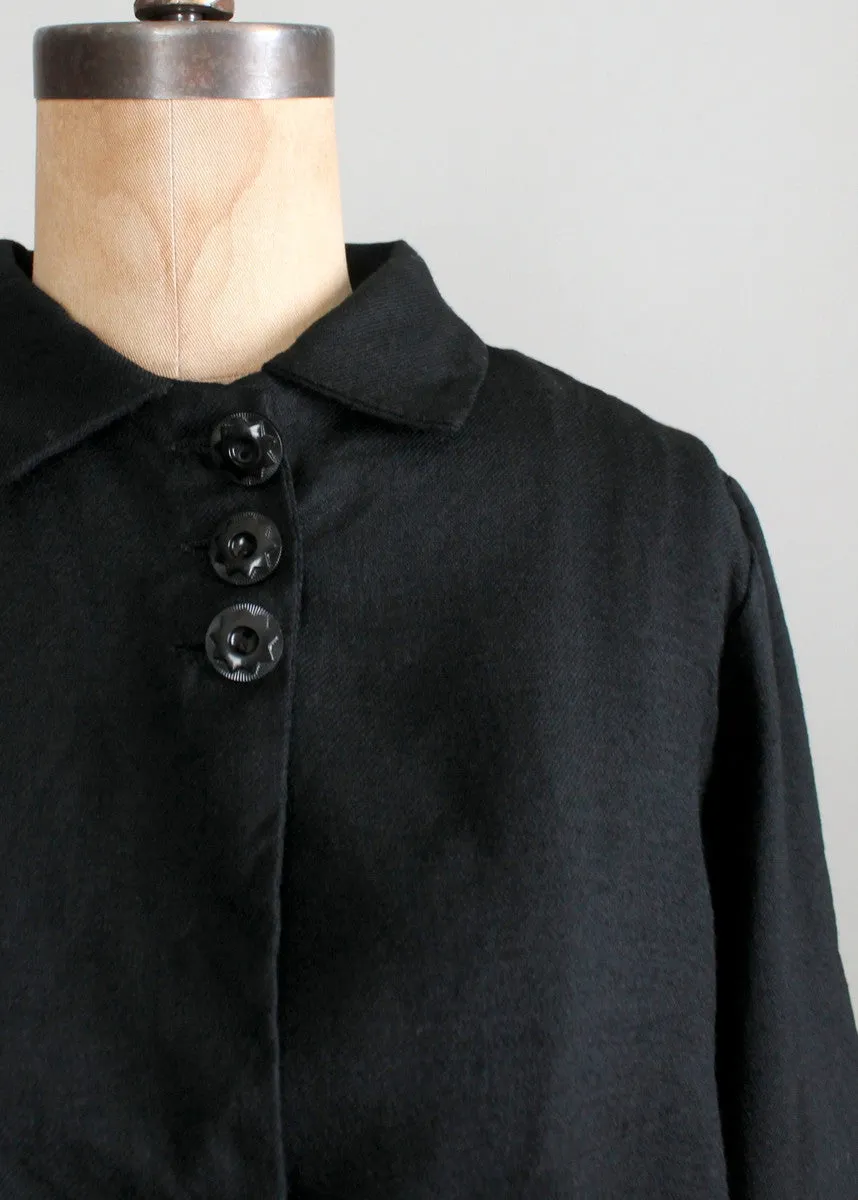 Vintage 1930s Black Wool Workwear Chore Jacket