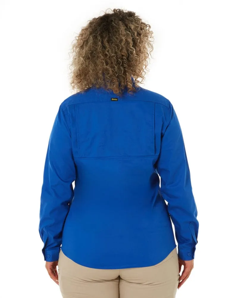 Womens Closed Front Lightweight LS Drill Shirt - Royal