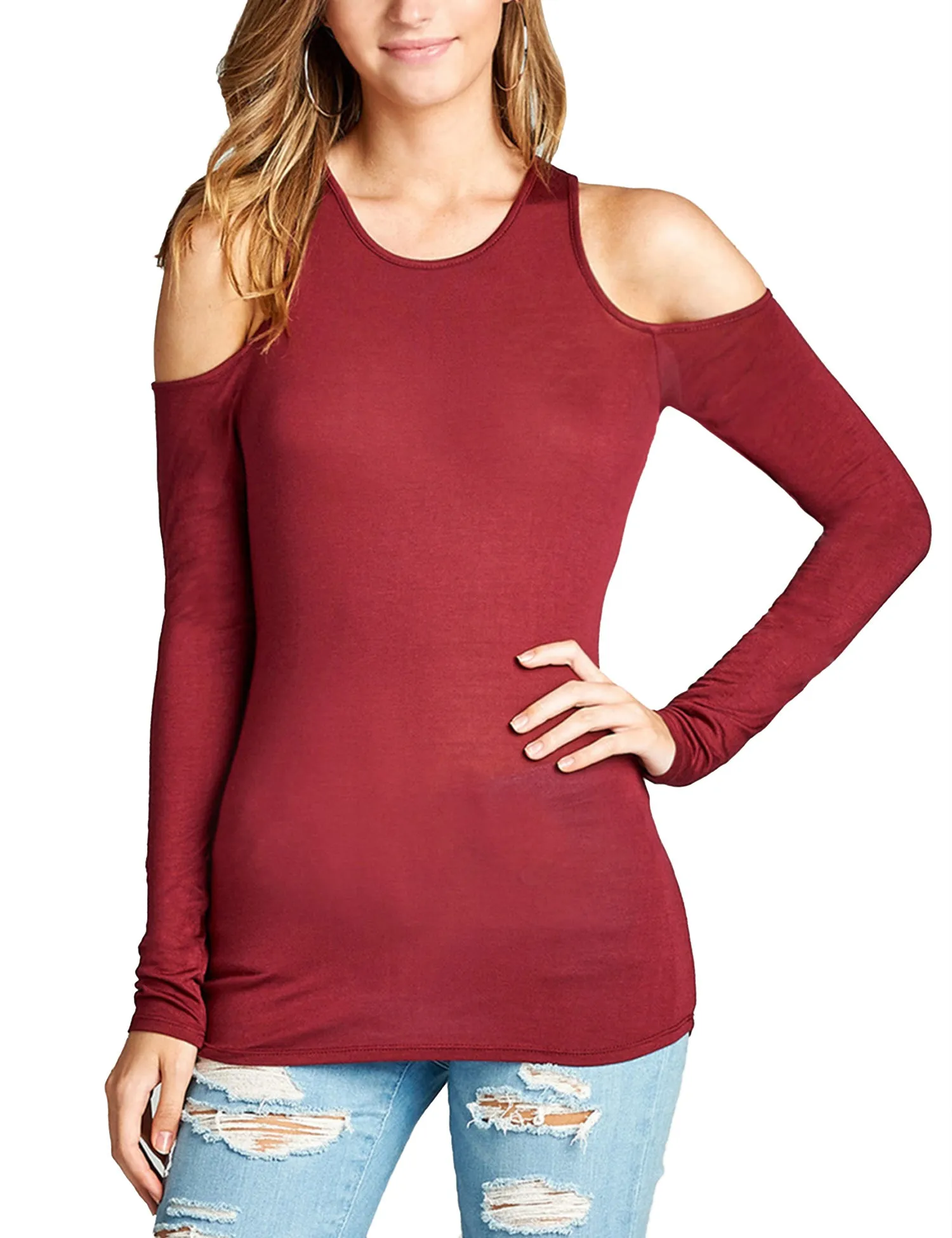 Womens Cold Should Long Sleeve Lightweight Stretchy Shirts Top Tee